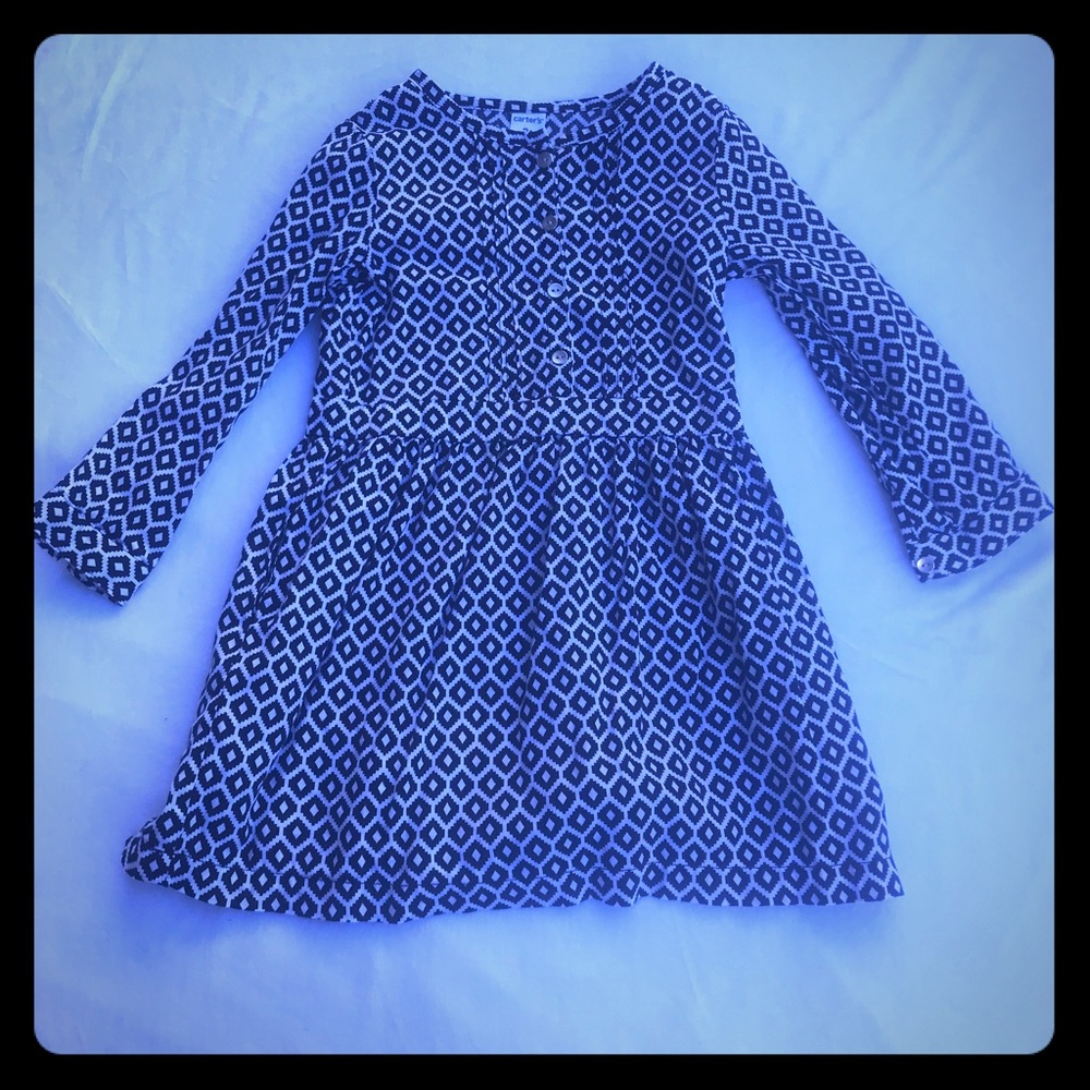 Black and white diamond print toddler dress